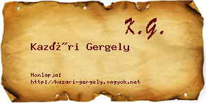 Kazári Gergely névjegykártya